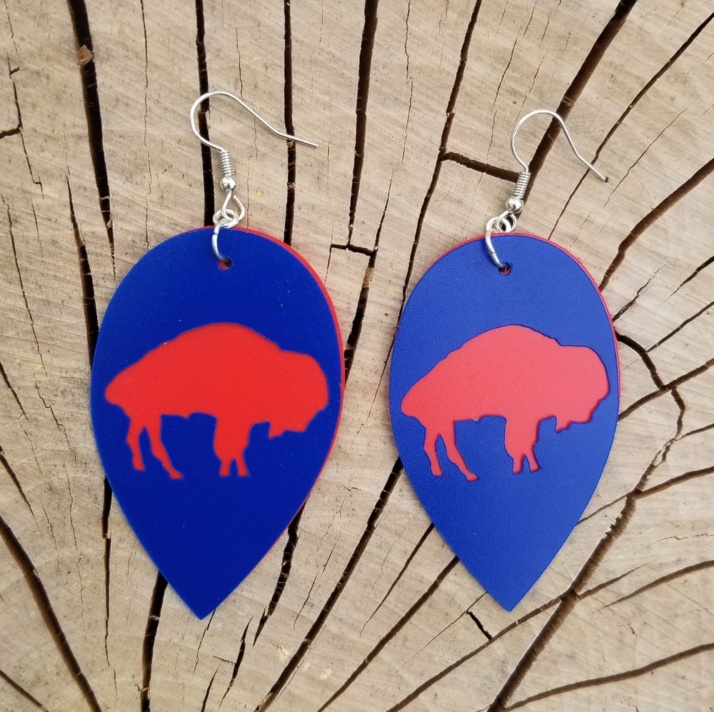 Handmade Buffalo Bills Earrings - Blue and Red